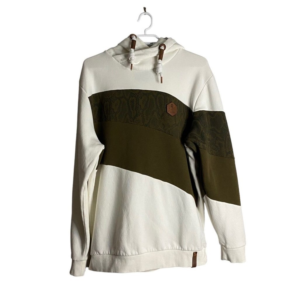 Indigo Jeancode Men's Olive Green Color Block Sweatshirt Hoodie